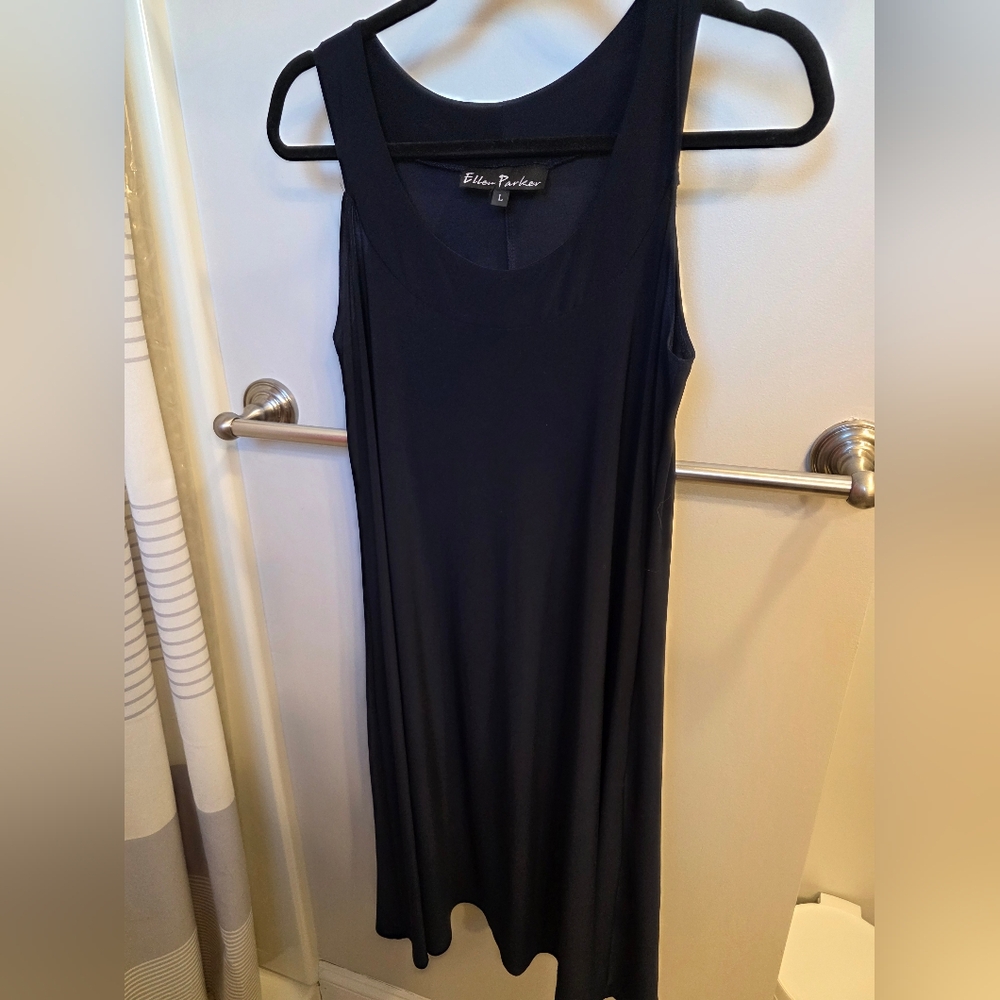 Black Sleeveless Sheath Midi Dress with Scoop Neck